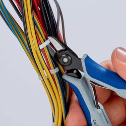 Knipex Präzisions-Elektronik-Seitenschneider z. B. zum Öffnen von Kunststoff-Kabelverbindern mit Mehrkomponenten-Hüllen brüniert 125 mm Nr. 79 02 125 S1