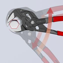 Knipex Zangenschlüssel Zange und Schraubenschlüssel in einem Werkzeug mit rutschhemmendem Kunststoff überzogen grau atramentiert 250 mm Nr. 86 01 250