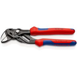 Knipex Zangenschlüssel Zange und Schraubenschlüssel in einem Werkzeug mit Mehrkomponenten-Hüllen grau atramentiert 180 mm (SB-Karte/Blister) Nr. 86 02 180 SB