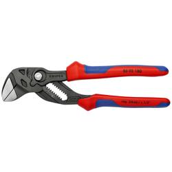 Knipex Zangenschlüssel Zange und Schraubenschlüssel in einem Werkzeug mit Mehrkomponenten-Hüllen grau atramentiert 180 mm (SB-Karte/Blister) Nr. 86 02 180 SB