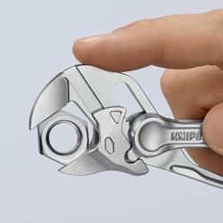 Knipex Zangenschlüssel XS Zange und Schraubenschlüssel in einem Werkzeug aufgeprägte, raue Oberfläche verchromt 100 mm Nr. 86 04 100 BK