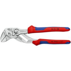 Knipex Zangenschlüssel Zange und Schraubenschlüssel in einem Werkzeug mit Mehrkomponenten-Hüllen verchromt 180 mm (SB-Karte/Blister) Nr. 86 05 180 SB