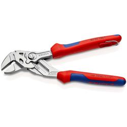 Knipex Zangenschlüssel Zange und Schraubenschlüssel in einem Werkzeug mit Mehrkomponenten-Hüllen, mit integrierter Befestigungsöse zum Anbringen einer Absturzsicherung verchromt 180 mm (SB-Karte/Blister) Nr. 86 05 180 T BK