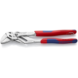 Knipex Zangenschlüssel Zange und Schraubenschlüssel in einem Werkzeug mit Mehrkomponenten-Hüllen, mit integrierter Befestigungsöse zum Anbringen einer Absturzsicherung verchromt 250 mm Nr. 86 05 250 T