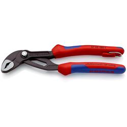 Knipex Cobra® Hightech-Wasserpumpenzange mit Mehrkomponenten-Hüllen, mit integrierter Befestigungsöse zum Anbringen einer Absturzsicherung grau atramentiert 180 mm (SB-Karte/Blister) Nr. 87 02 180 T BK