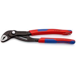 Knipex Cobra® Hightech-Wasserpumpenzange mit Mehrkomponenten-Hüllen, mit integrierter Befestigungsöse zum Anbringen einer Absturzsicherung grau atramentiert 250 mm (SB-Karte/Blister) Nr. 87 02 250 T BK