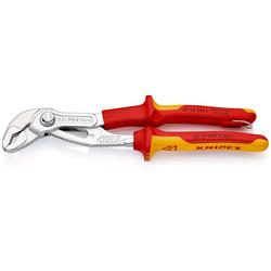Knipex Cobra® VDE Hightech-Wasserpumpenzange, isoliert mit Mehrkomponenten-Hüllen, VDE-geprüft, mit integrierter isolierter Befestigungsöse zum Anbringen einer Absturzsicherung verchromt 250 mm Nr. 87 26 250 T