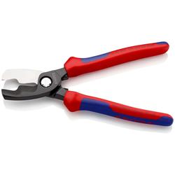 Knipex Kabelschere mit Doppelschneide mit Mehrkomponenten-Hüllen brüniert 200 mm (SB-Karte/Blister) Nr. 95 12 200 SB