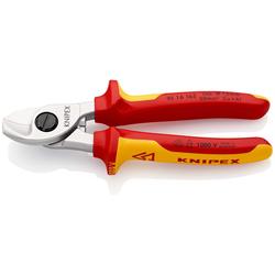 Knipex Kabelschere isoliert mit Mehrkomponenten-Hüllen, VDE-geprüft verchromt 165 mm (SB-Karte/Blister) Nr. 95 16 165 SB