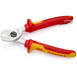 Knipex Kabelschere isoliert mit Mehrkomponenten-Hüllen, VDE-geprüft, mit integrierter isolierter Befestigungsöse zum Anbringen einer Absturzsicherung verchromt 165 mm (SB-Karte/Blister) Nr. 95 16 165 T BK