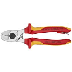 Knipex Kabelschere isoliert mit Mehrkomponenten-Hüllen, VDE-geprüft, mit integrierter isolierter Befestigungsöse zum Anbringen einer Absturzsicherung verchromt 165 mm (SB-Karte/Blister) Nr. 95 16 165 T BK