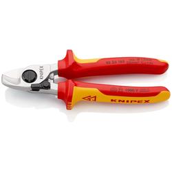 Knipex Kabelschere mit Öffnungsfeder isoliert mit Mehrkomponenten-Hüllen, VDE-geprüft verchromt 165 mm Nr. 95 26 165