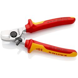 Knipex Kabelschere mit Öffnungsfeder isoliert mit Mehrkomponenten-Hüllen, VDE-geprüft verchromt 165 mm Nr. 95 26 165