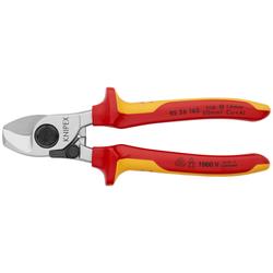 Knipex Kabelschere mit Öffnungsfeder isoliert mit Mehrkomponenten-Hüllen, VDE-geprüft verchromt 165 mm Nr. 95 26 165