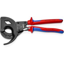Knipex Kabelschneider (Ratschenprinzip, Dreigang) mit Mehrkomponenten-Hüllen schwarz atramentiert 320 mm Nr. 95 32 320