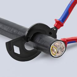 Knipex Kabelschneider (Ratschenprinzip, Dreigang) mit Mehrkomponenten-Hüllen schwarz atramentiert 320 mm Nr. 95 32 320
