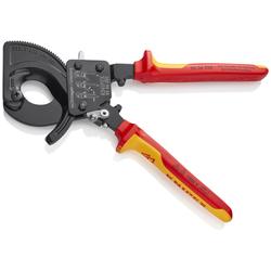 Knipex Kabelschneider (Ratschenprinzip) isoliert mit Mehrkomponenten-Hüllen, VDE-geprüft schwarz lackiert 250 mm (SB-Karte/Blister) Nr. 95 36 250