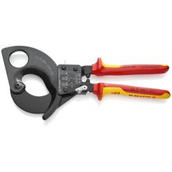 Knipex Kabelschneider (Ratschenprinzip) isoliert mit Mehrkomponenten-Hüllen, VDE-geprüft schwarz lackiert 280 mm (SB-Karte/Blister) Nr. 95 36 280