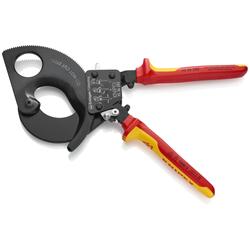 Knipex Kabelschneider (Ratschenprinzip) isoliert mit Mehrkomponenten-Hüllen, VDE-geprüft schwarz lackiert 280 mm (SB-Karte/Blister) Nr. 95 36 280