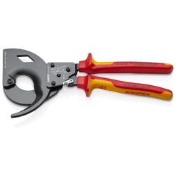 Knipex Kabelschneider (Ratschenprinzip, Dreigang) isoliert mit Mehrkomponenten-Hüllen, VDE-geprüft schwarz atramentiert 320 mm Nr. 95 36 320