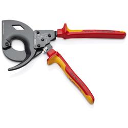 Knipex Kabelschneider (Ratschenprinzip, Dreigang) isoliert mit Mehrkomponenten-Hüllen, VDE-geprüft schwarz atramentiert 320 mm Nr. 95 36 320