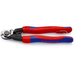Knipex Drahtseilschere geschmiedet mit Mehrkomponenten-Hüllen, mit integrierter Befestigungsöse zum Anbringen einer Absturzsicherung 190 mm (SB-Karte/Blister) Nr. 95 62 190 T BK
