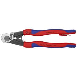 Knipex Drahtseilschere geschmiedet mit Mehrkomponenten-Hüllen, mit integrierter Befestigungsöse zum Anbringen einer Absturzsicherung 190 mm (SB-Karte/Blister) Nr. 95 62 190 T BK