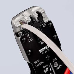 Knipex Crimpzange für Westernstecker mit Mehrkomponenten-Hüllen brüniert 200 mm (SB-Karte/Blister) Nr. 97 51 12 SB