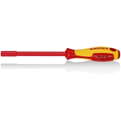 Knipex Steckschlüssel mit Schraubendreher-Griff isolierender Mehrkomponenten-Griff, VDE-geprüft brüniert 230 mm Nr. 98 03 05