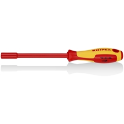 Knipex Steckschlüssel mit Schraubendreher-Griff isolierender Mehrkomponenten-Griff, VDE-geprüft brüniert 232 mm Nr. 98 03 06