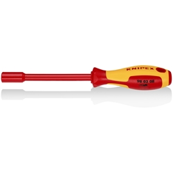 Knipex Steckschlüssel mit Schraubendreher-Griff isolierender Mehrkomponenten-Griff, VDE-geprüft brüniert 237 mm Nr. 98 03 08