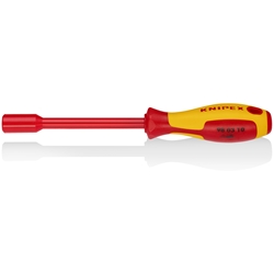 Knipex Steckschlüssel mit Schraubendreher-Griff isolierender Mehrkomponenten-Griff, VDE-geprüft brüniert 237 mm Nr. 98 03 10