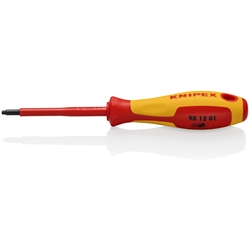 Knipex Schraubendreher für Robertsonschrauben R1 isolierender Mehrkomponenten-Griff, VDE-geprüft brüniert 185 mm Nr. 98 12 01