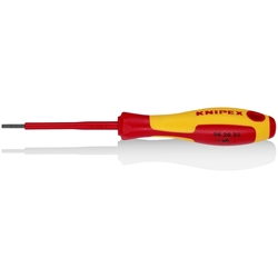 Knipex Schraubendreher für Schlitzschrauben isolierender Mehrkomponenten-Griff, VDE-geprüft brüniert 177 mm Nr. 98 20 25