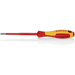Knipex Schraubendreher für Schlitzschrauben isolierender Mehrkomponenten-Griff, VDE-geprüft brüniert 202 mm Nr. 98 20 30