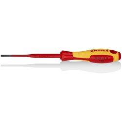 Knipex Schraubendreher (Slim) für Schlitzschrauben isolierender Mehrkomponenten-Griff, VDE-geprüft brüniert 202 mm Nr. 98 20 35 SL