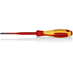 Knipex Schraubendreher (Slim) für Schlitzschrauben isolierender Mehrkomponenten-Griff, VDE-geprüft brüniert 202 mm Nr. 98 20 40 SL