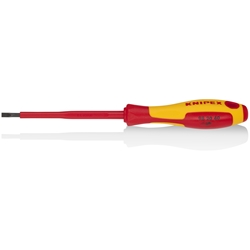 Knipex Schraubendreher für Schlitzschrauben isolierender Mehrkomponenten-Griff, VDE-geprüft brüniert 202 mm Nr. 98 20 40