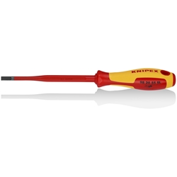 Knipex Schraubendreher (Slim) für Schlitzschrauben isolierender Mehrkomponenten-Griff, VDE-geprüft brüniert 232 mm Nr. 98 20 55 SL
