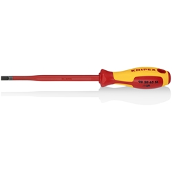Knipex Schraubendreher (Slim) für Schlitzschrauben isolierender Mehrkomponenten-Griff, VDE-geprüft brüniert 262 mm Nr. 98 20 65 SL