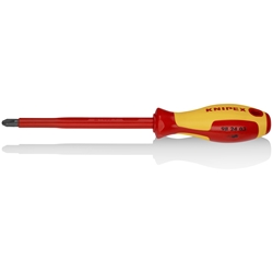 Knipex Schraubendreher für Kreuzschlitzschrauben Phillips PH® isolierender Mehrkomponenten-Griff, VDE-geprüft brüniert 270 mm Nr. 98 24 03