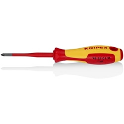 Knipex Schraubendreher (Slim) für Kreuzschlitzschrauben Pozidriv PZ® isolierender Mehrkomponenten-Griff, VDE-geprüft brüniert 187 mm Nr. 98 25 01 SL