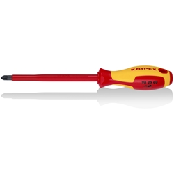 Knipex Schraubendreher für Kreuzschlitzschrauben Pozidriv PZ® isolierender Mehrkomponenten-Griff, VDE-geprüft brüniert 270 mm Nr. 98 25 03