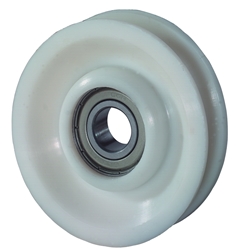 Seilrolle, Rad Ø 78/56mm, Radb. 15mm, Nabenl. 5mm, Kugellager, Radk. Kunststoff, Tragkr. 138kg Nr. A35.078