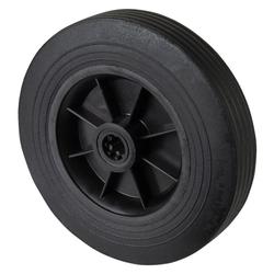Rad, Rad Ø 250mm, Gummi schwarz, Radb. 50mm, Nabenl. 60mm, Rollenlager, Radk. Kunststoff, Tragkr. 250kg Nr. B45.250
