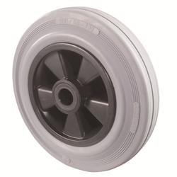 Rad, Rad Ø 200mm, Gummi grau, Radb. 50mm, Nabenl. 60mm, Rollenlager, Radk. Kunststoff, Tragkr. 205kg Nr. B46.200