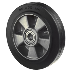 Rad, Rad Ø 250mm, Elastik-Reifen schwarz, Radb. 60mm, Nabenl. 70mm, Kugellager, Radk. Aluminium, Tragkr. 600kg Nr. B80.250