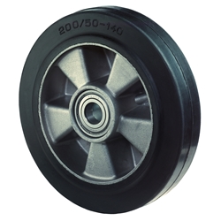Rad, Rad Ø 300mm, Elastik-Reifen schwarz, Radb. 60mm, Nabenl. 75mm, Kugellager, Radk. Aluminium, Tragkr. 700kg Nr. B80.300