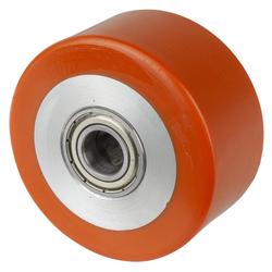 Rad, Rad Ø 80mm, Guss-Polyurethan orange 95+/-3 Shore A, Radb. 40mm, Nabenl. 40mm, Kugellager, Radk. Aluminium, Tragkr. 250kg Nr. B90.081