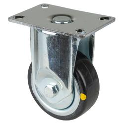 Apparate-Bockrolle, Rad Ø 80mm, Gummi schwarz, Radb. 30mm, BH 115mm, Kugellager, Radk. Stahl, mit Platte, PG 94x64mm, Tragkr. 80kg Nr. C110.A89.080